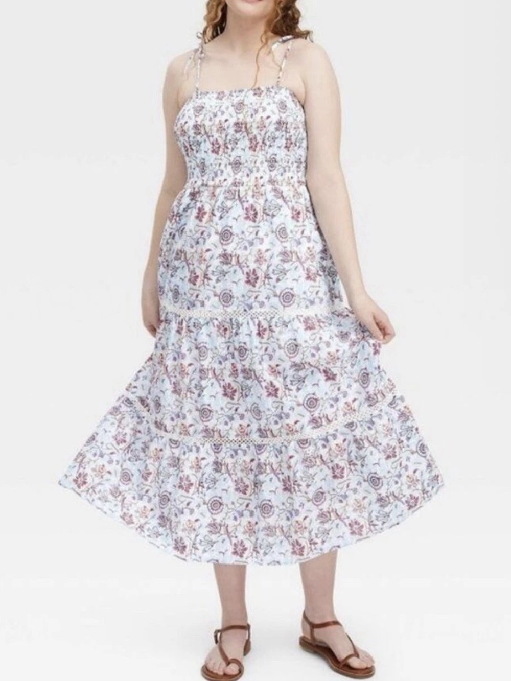 Roller Rabbit X Target Floral Tiered Smocked Midi Dress Size M